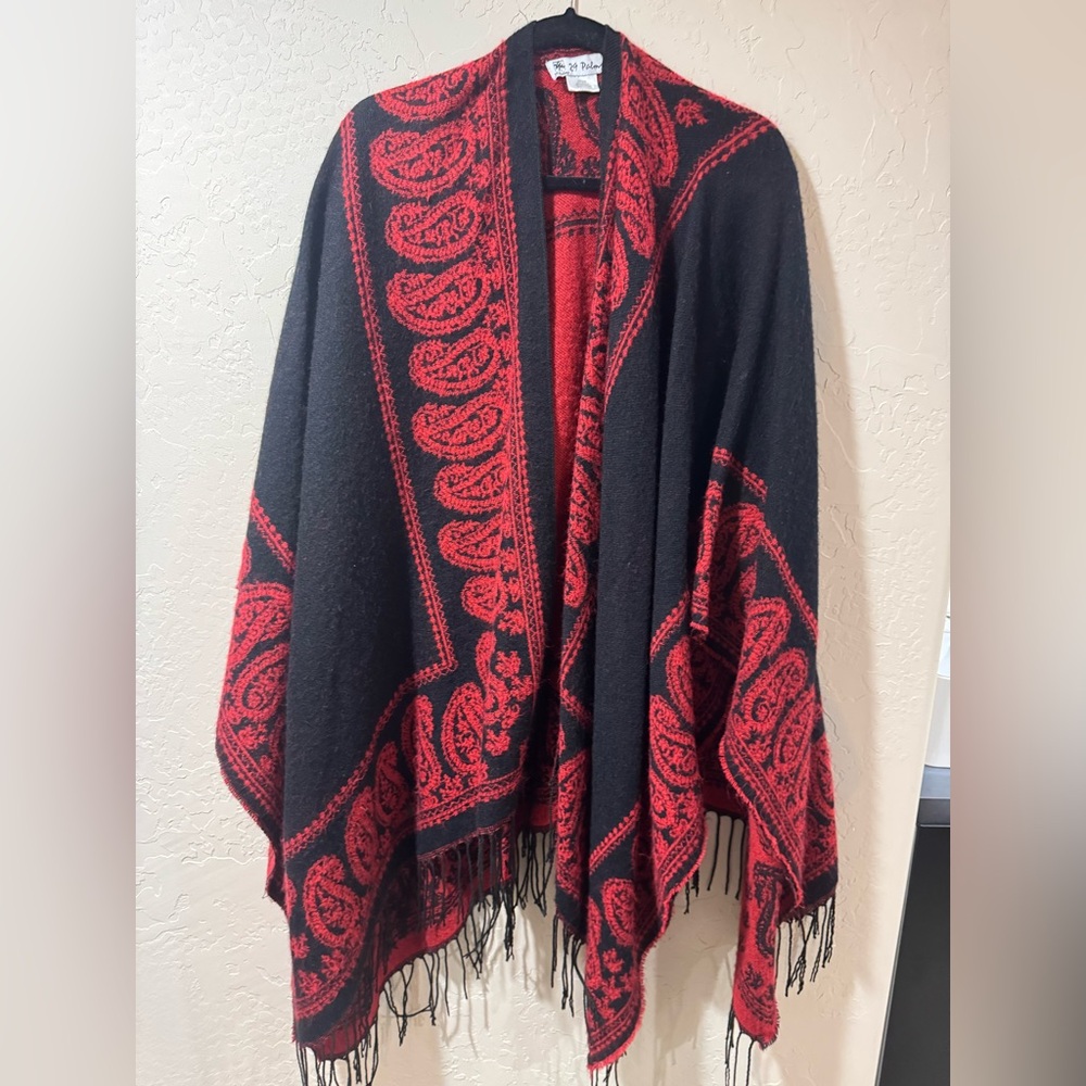 29 Palms Red and Black Poncho/Shawl